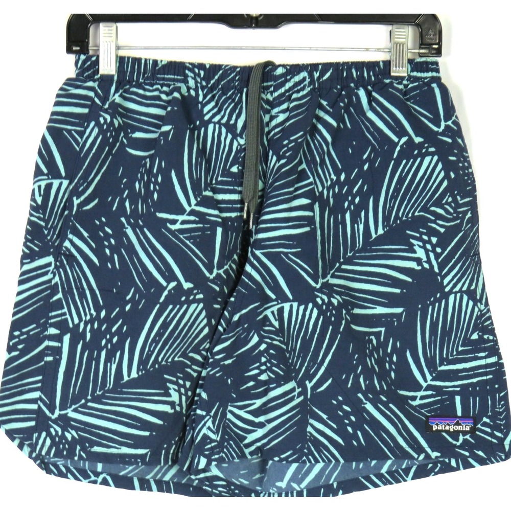 Patagonia Draw String Blue Leaf Pattern Baggies‎ Swim Trunks Men's Small